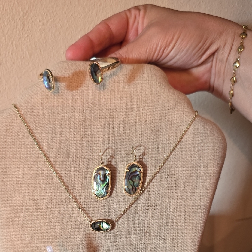 Elegant Abalone Jewelry Set with Gold Accents